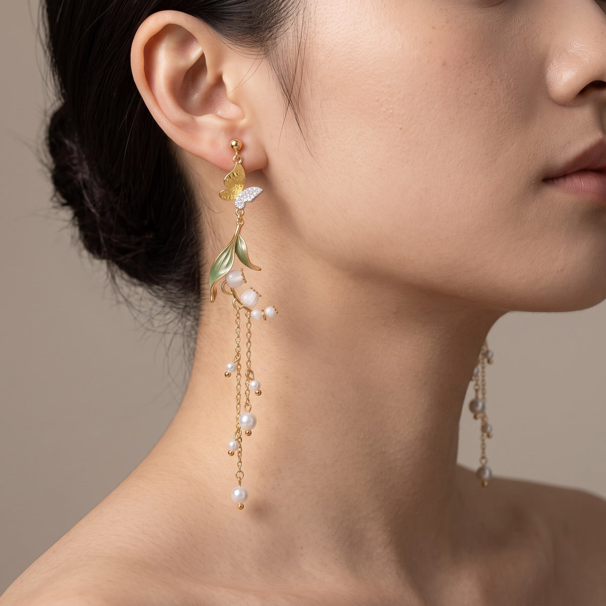 Nabi Dew Earrings worn on the ear
