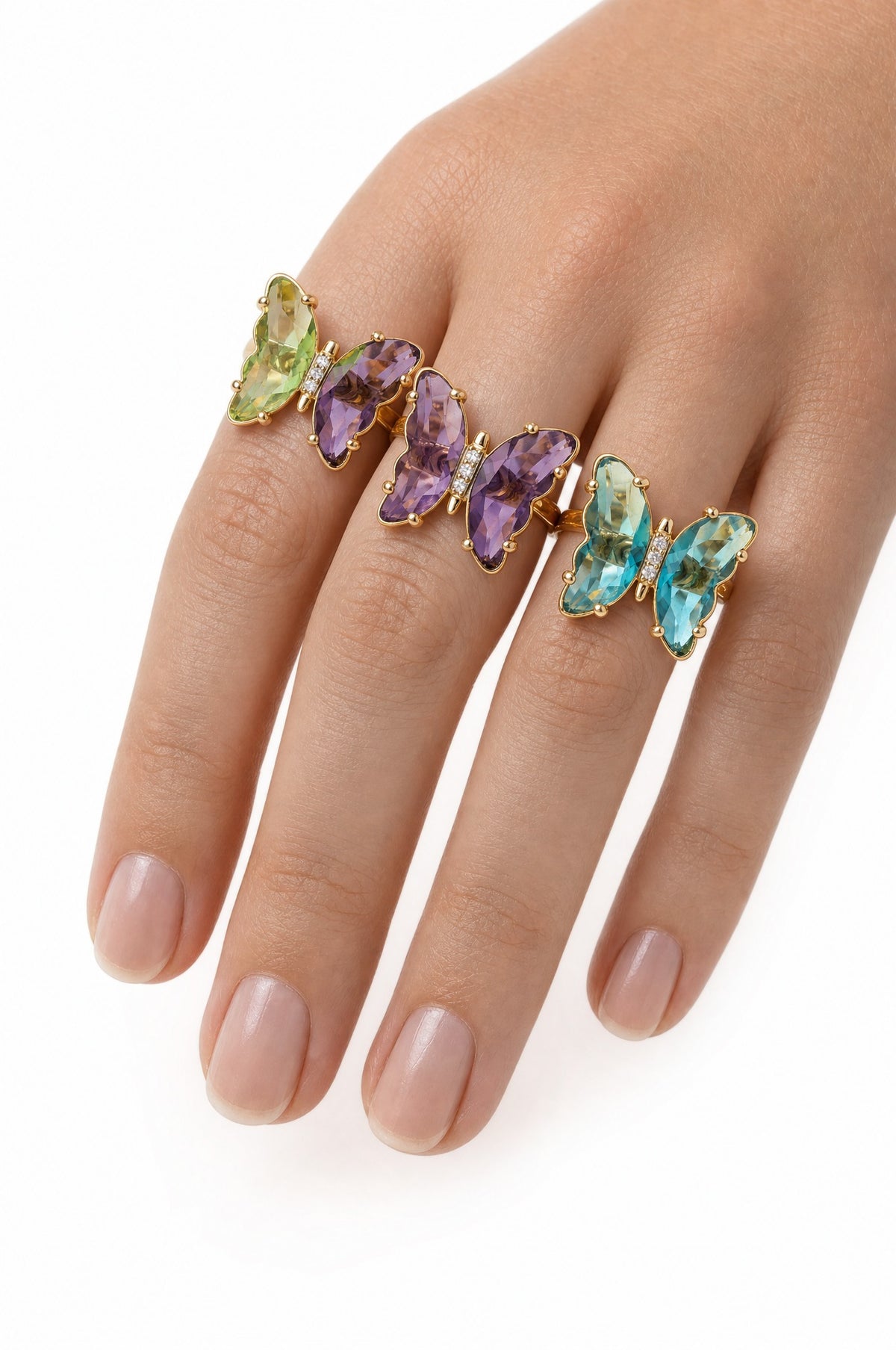 The Nabi Stack — three rings worn together on one hand