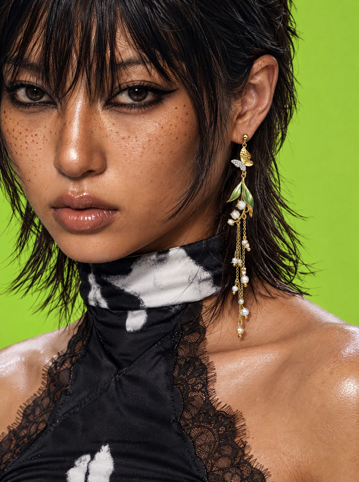 dangun-v-worn — Nabi Dew Earrings, worn